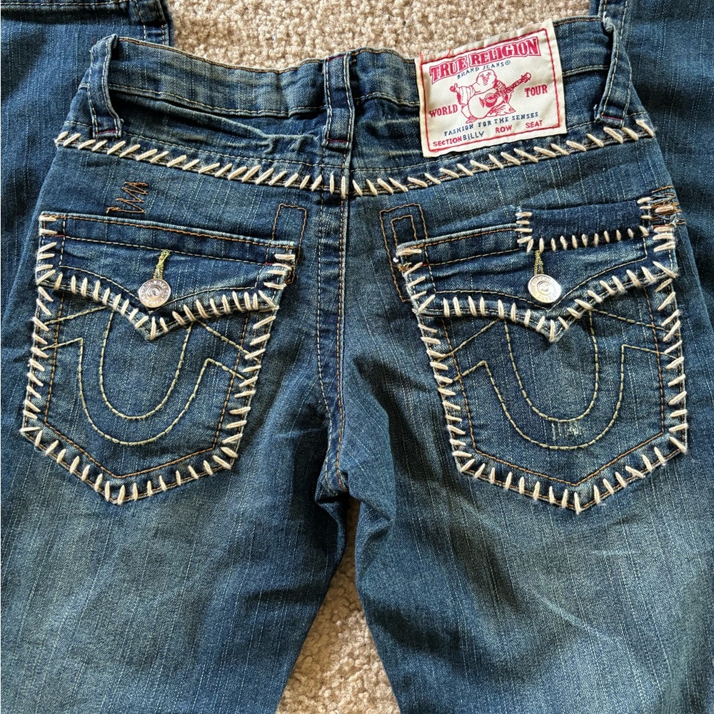 True Religion whipstitched straight denim jeans